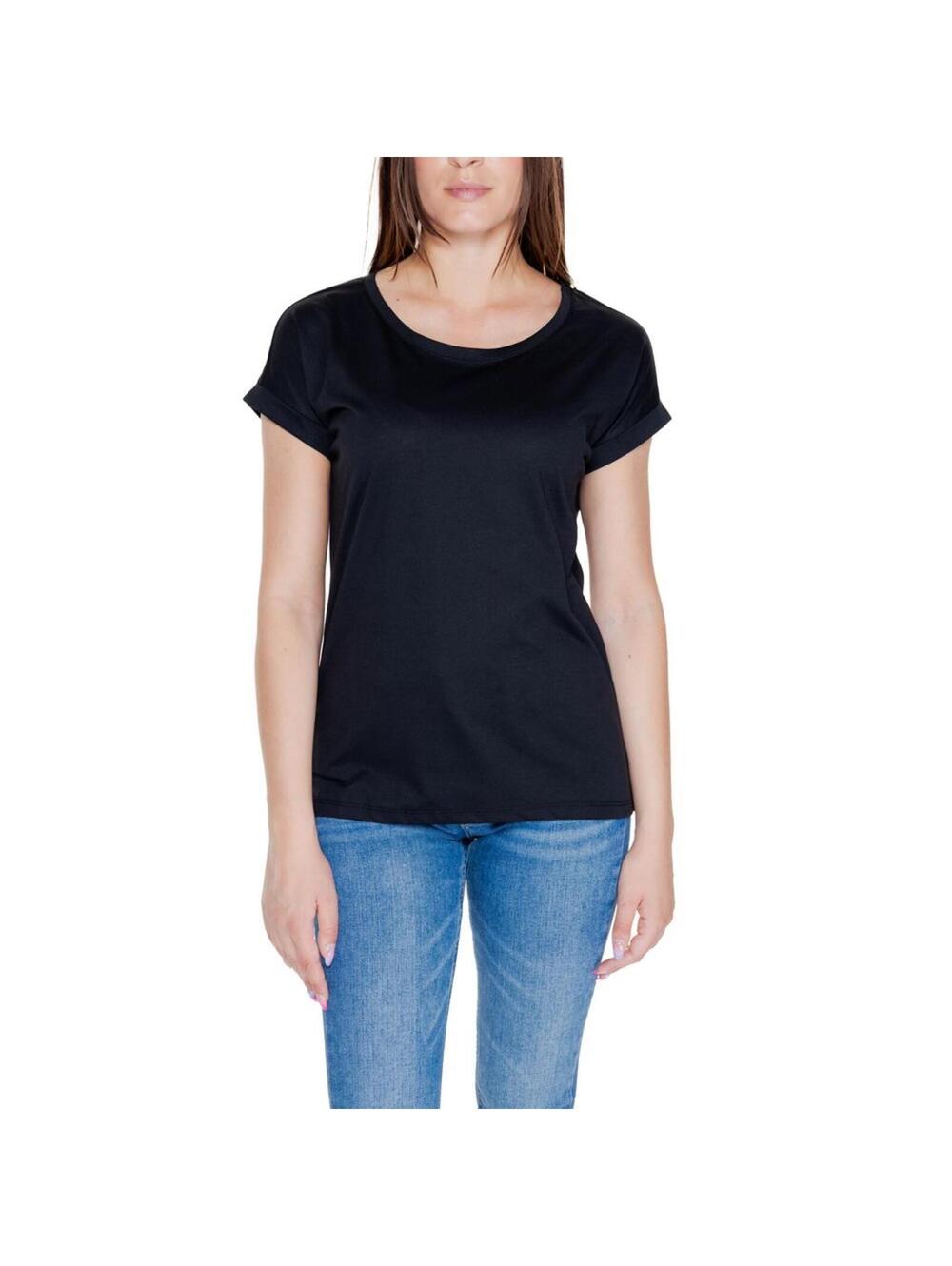 Vila Clothes Black Cotton T-Shirt